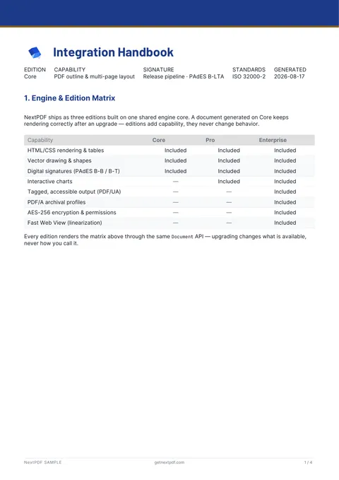 Multi-Page Handbook with Bookmarks sample PDF cover
