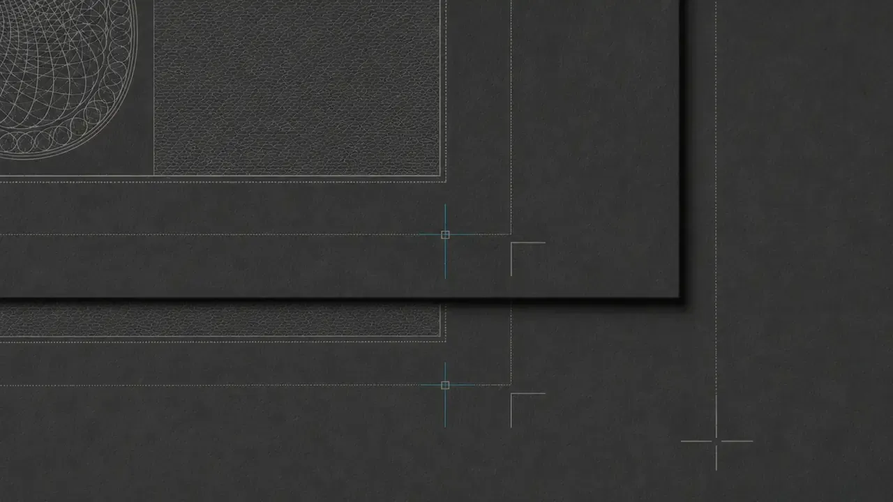Two versions of the same printed proof laid in exact register, with the underlying sheet visible only at the margin.